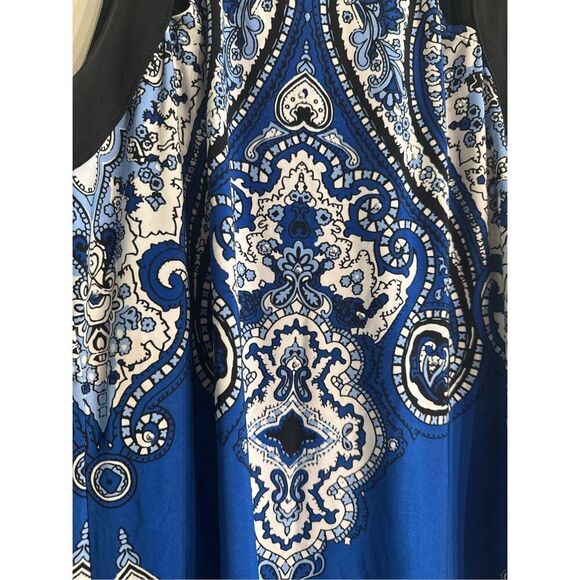 INC International Concepts blue white Floral Paisley Sleeveless Blouse XS - Picture 3 of 4